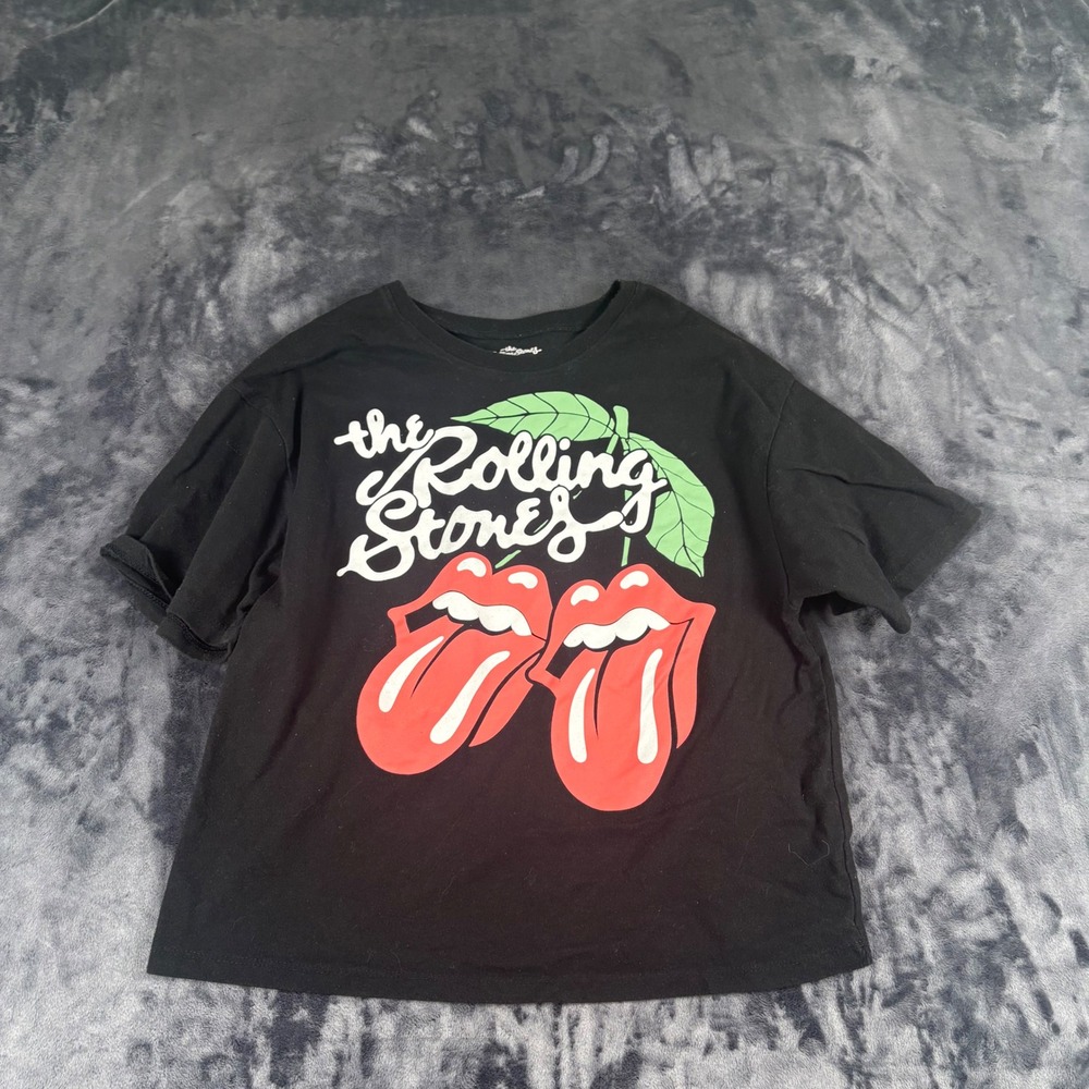 The Rolling Stones Graphic Tee Womens XS Black Cherry Tongue Logo Shirt